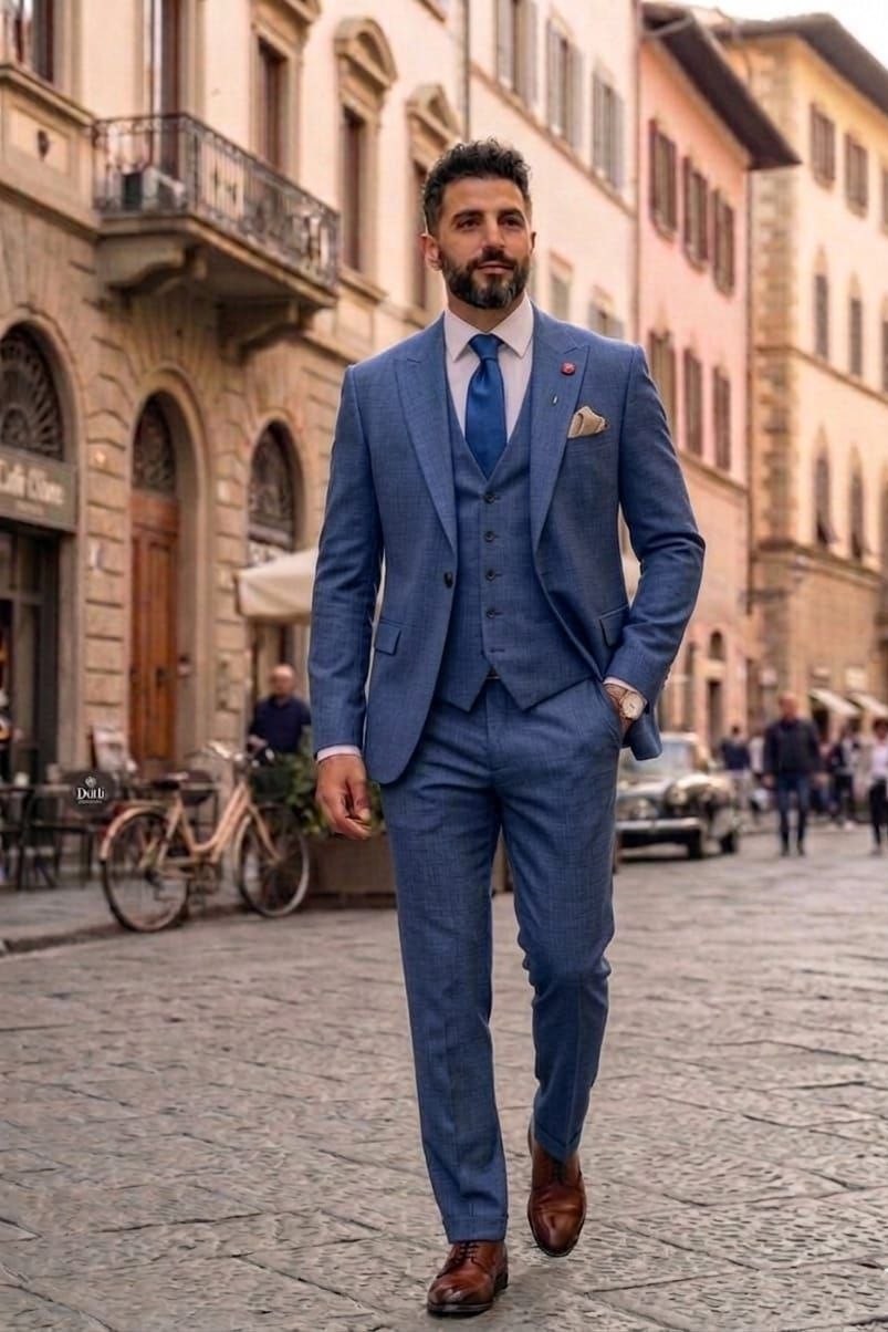 Wholesale Men's Parliament Blue Three-Piece Suit 1701W26-101