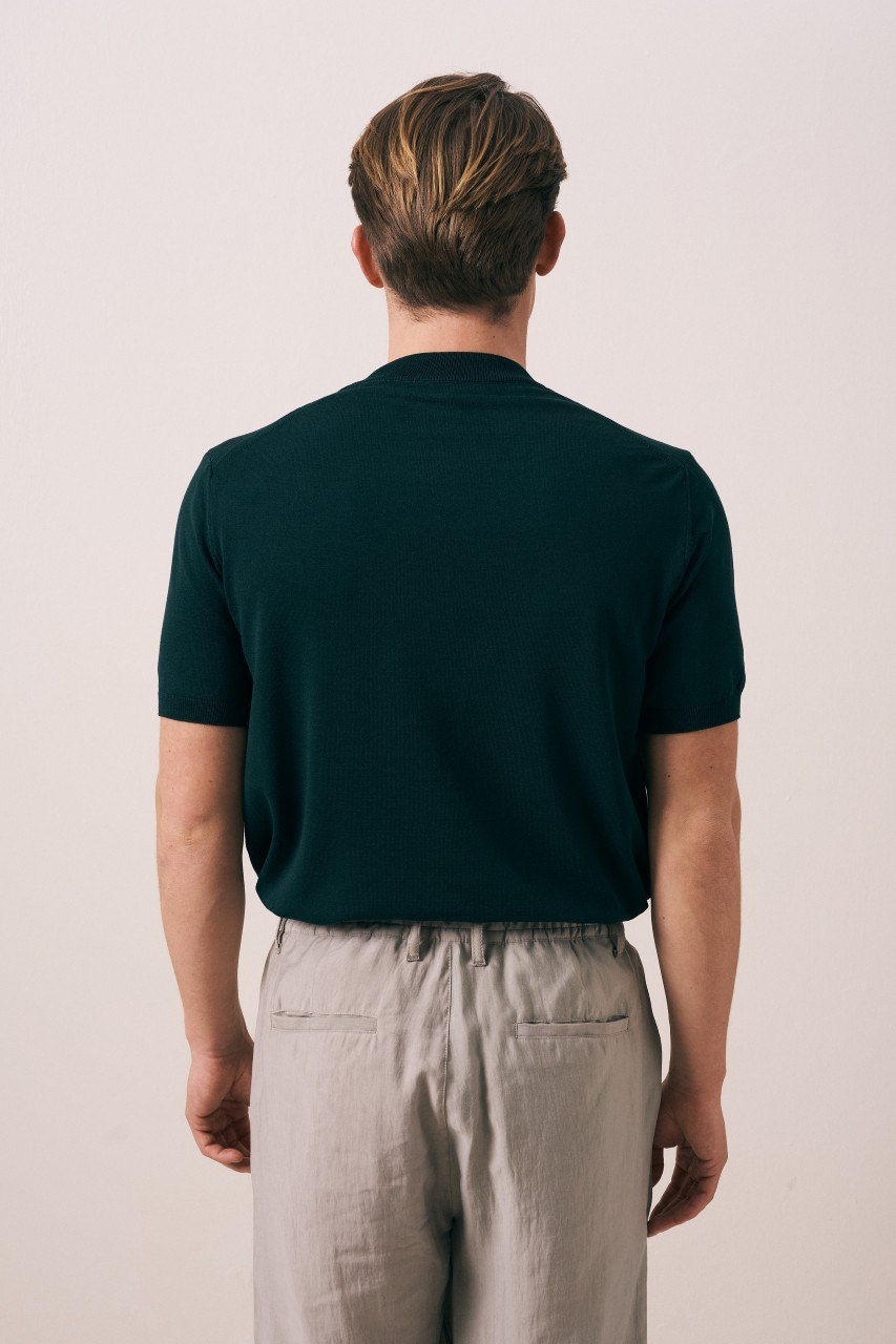 Wholesale Mens Petrol Knit Crew-Neck T-Shirt