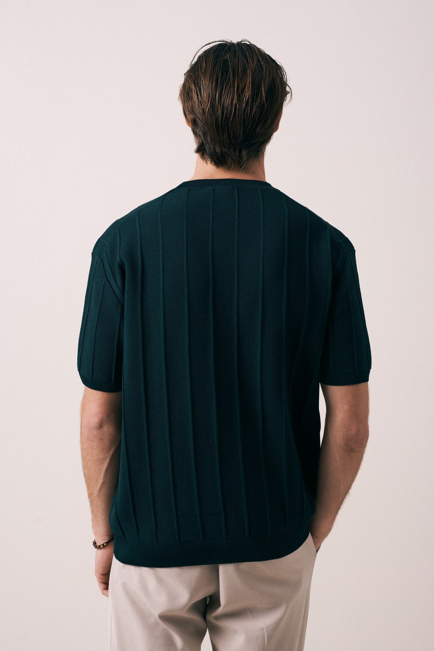 Wholesale Mens Petrol Knit Crew-Neck T-Shirt