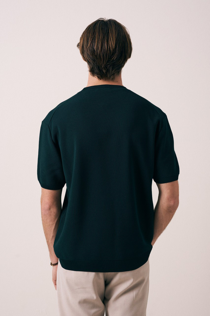 Wholesale Mens Petrol Knit Crew-Neck T-Shirt
