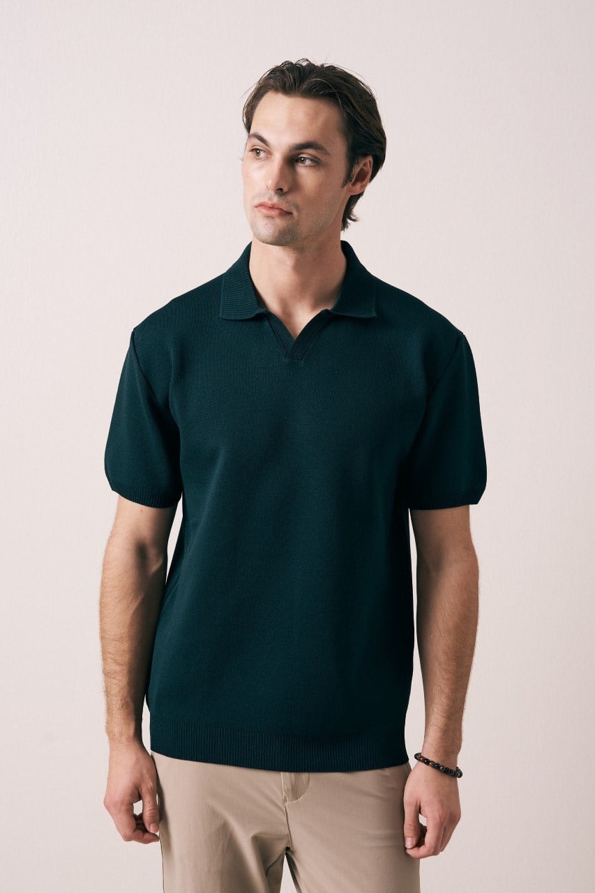 Wholesale Mens Petrol Knit T-Shirt
