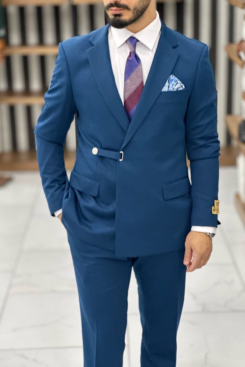 Wholesale Men's Petrol Plus Size Two-Piece Suit 1744W26-043