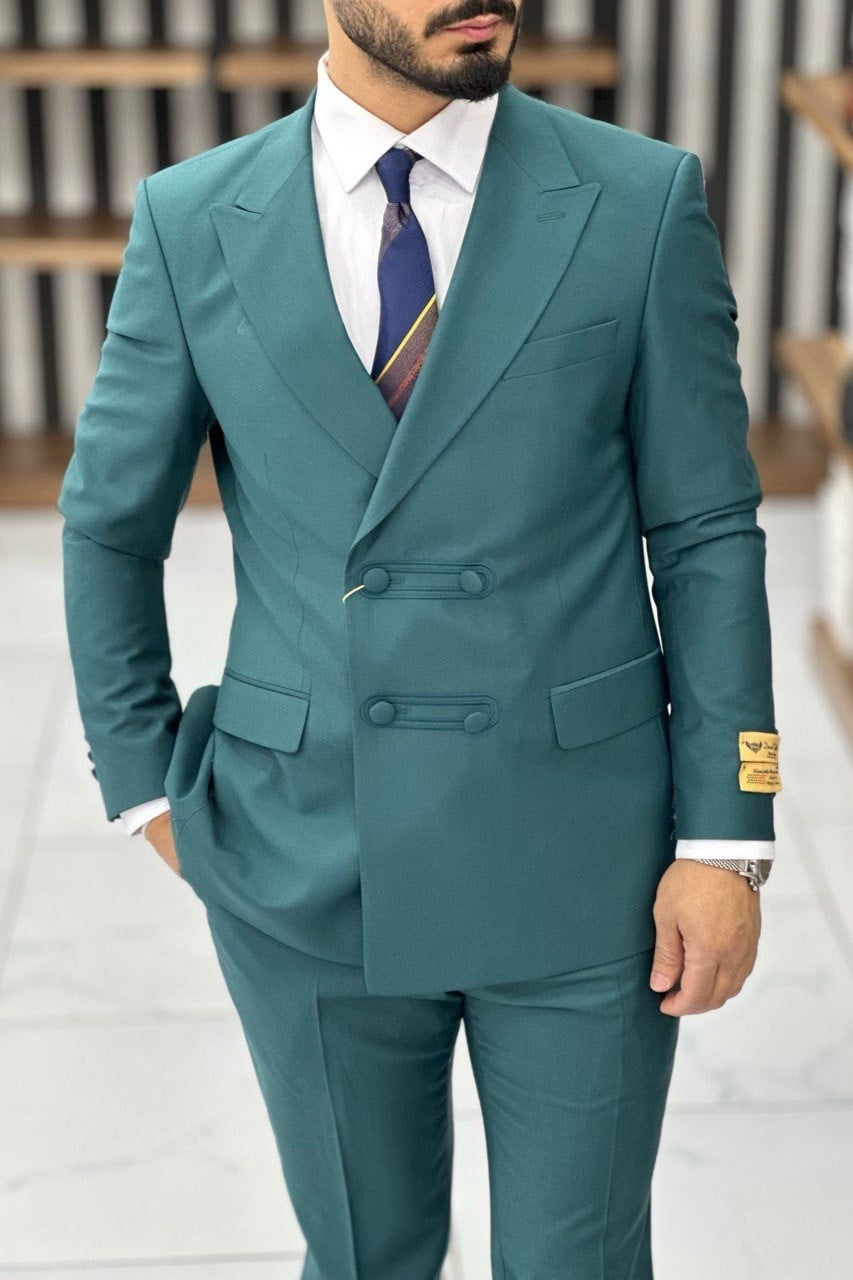 Wholesale Men's Petrol Plus Size Two-Piece Suit 1744W26-042