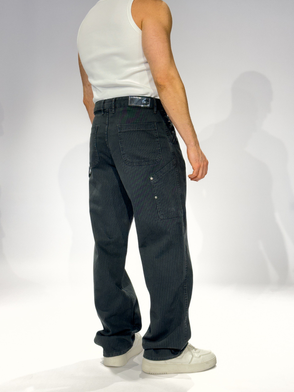 Wholesale Mens Petrol Striped Baggy Jeans