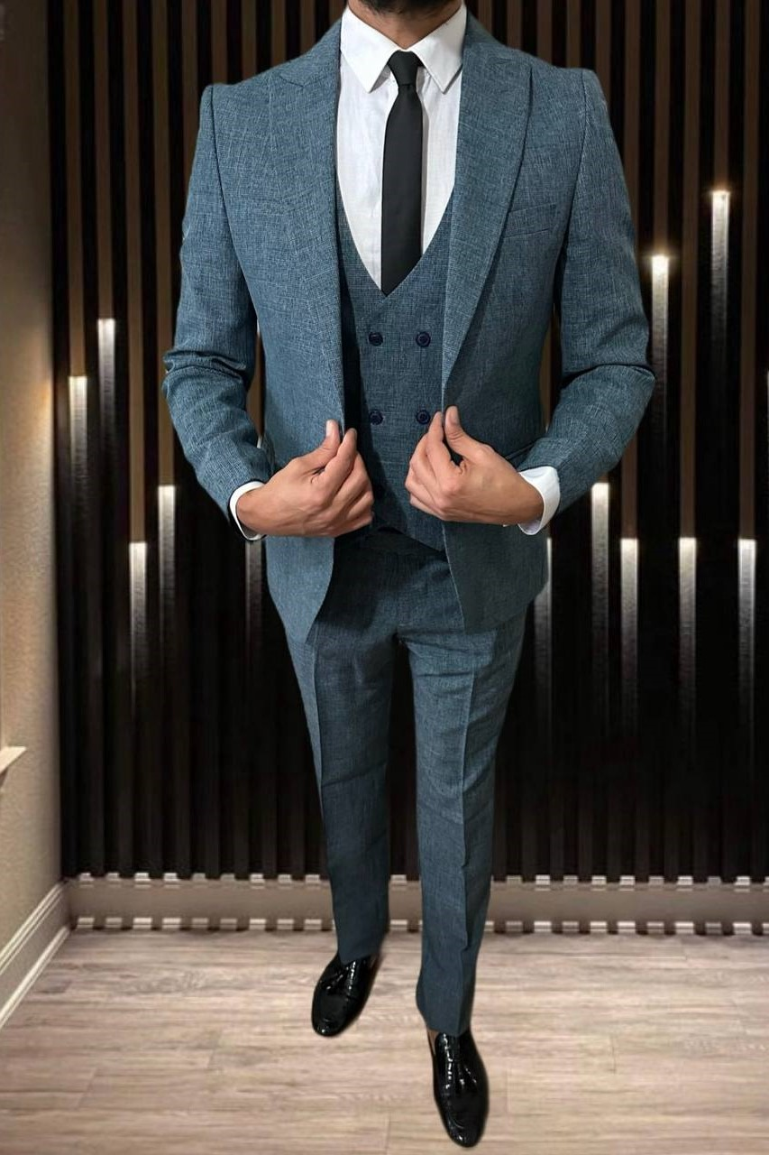 Wholesale Men's Petrol Three-Piece Suit 1701W26-089