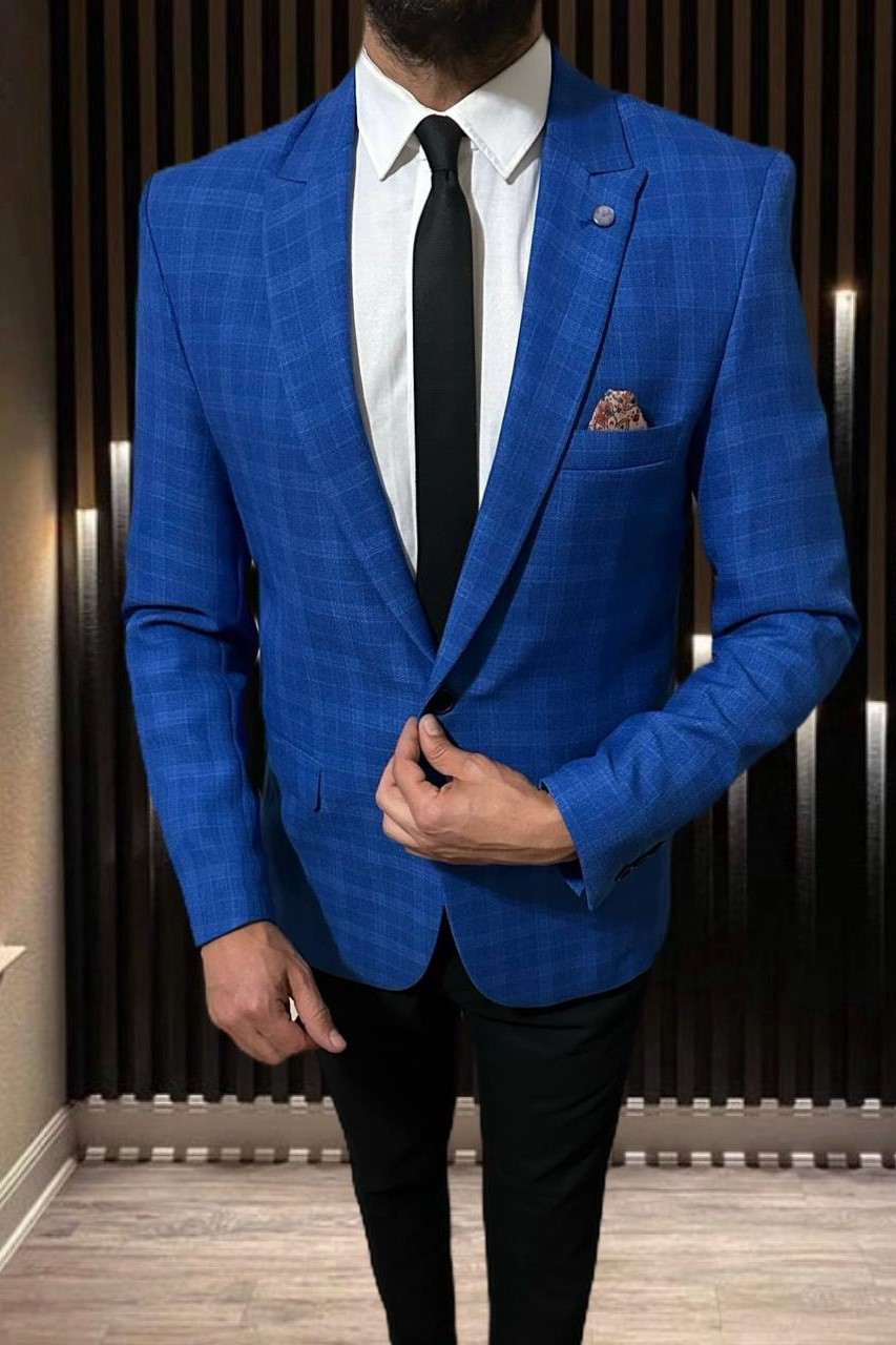 Wholesale Men's Sax Blue Blazer Jacket 1701W26-079