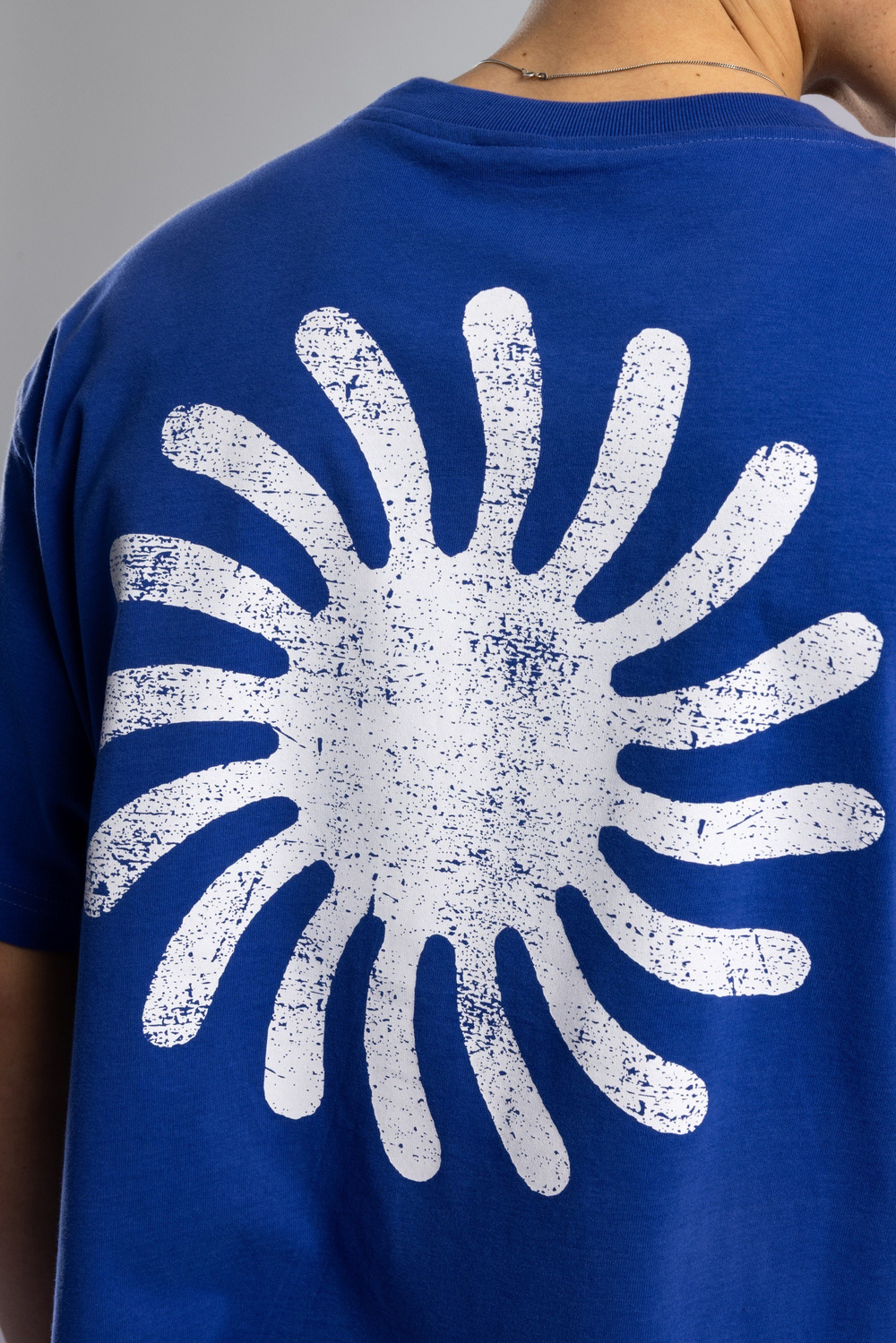 Wholesale Mens Sax Blue Printed T-shirt