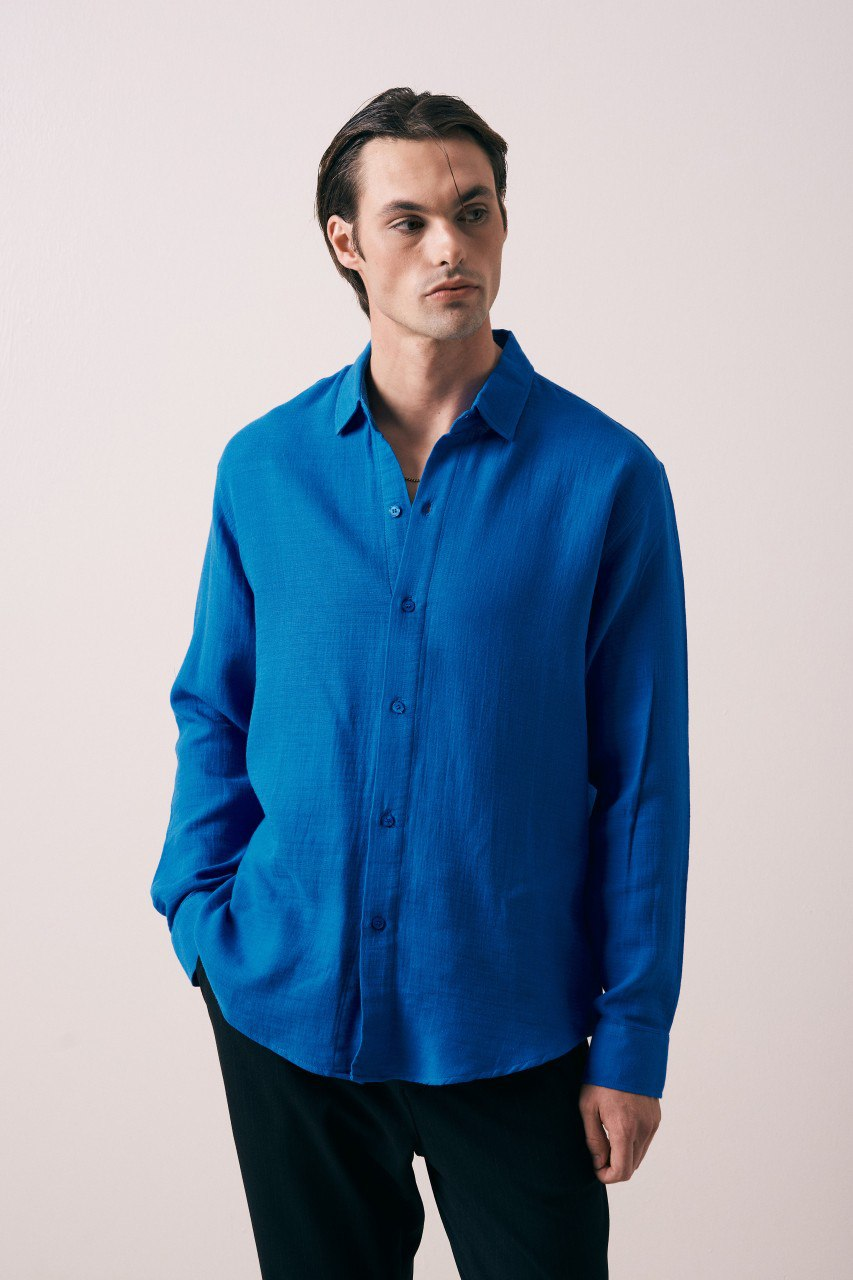 Wholesale Mens Sax Blue Shirt