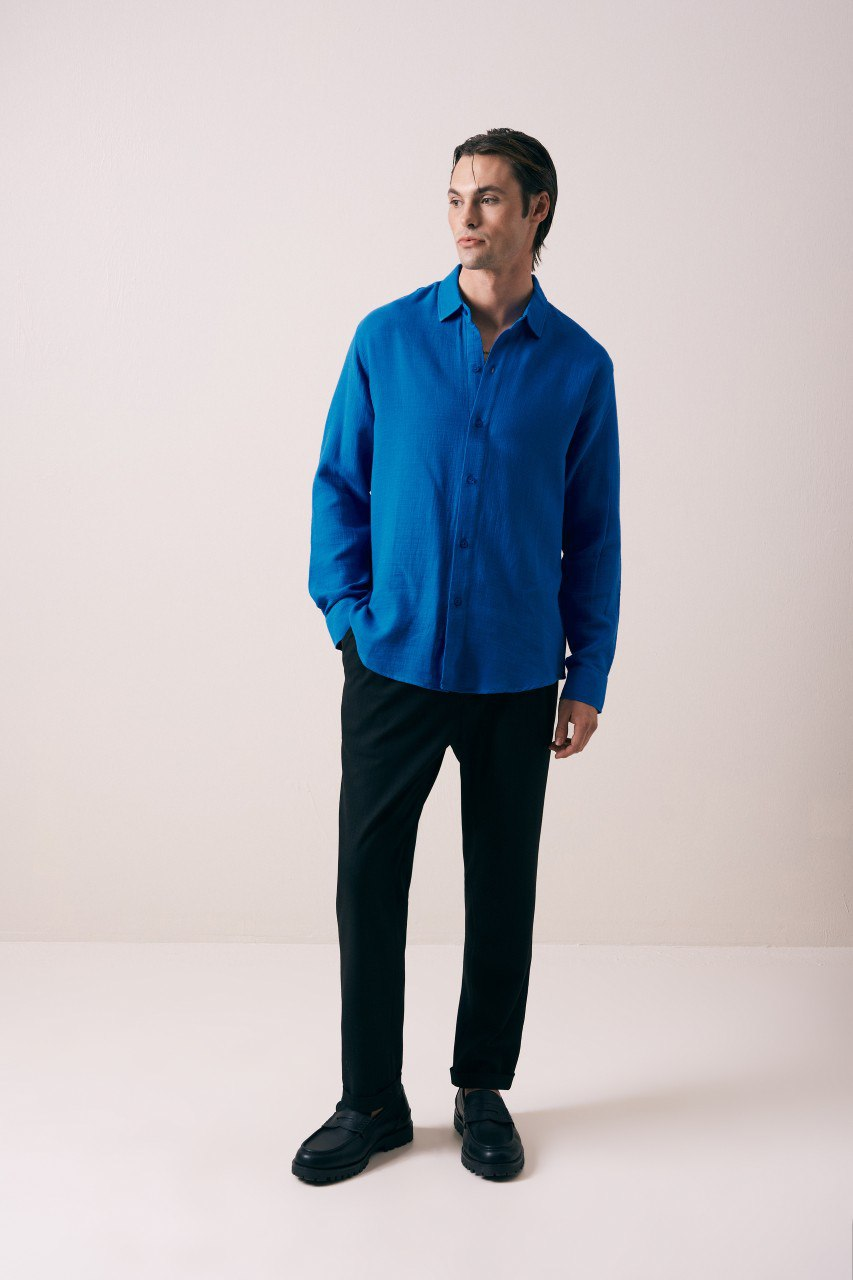 Wholesale Mens Sax Blue Shirt