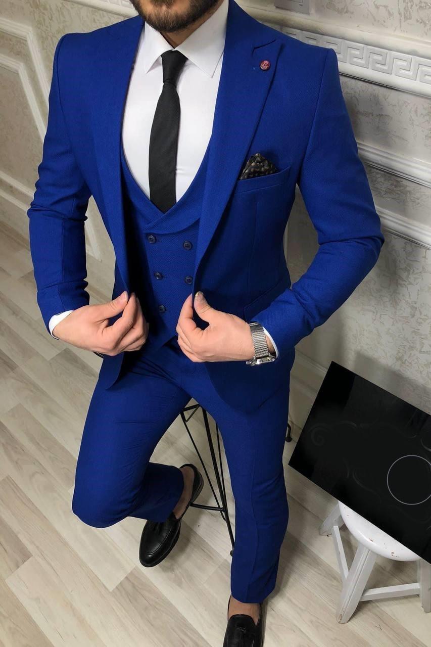 Wholesale Men's Sax Blue Three-Piece Suit 1701W26-065