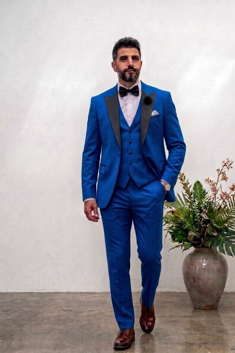 Wholesale Men's Sax Blue Three-Piece Suit 1701W26-102