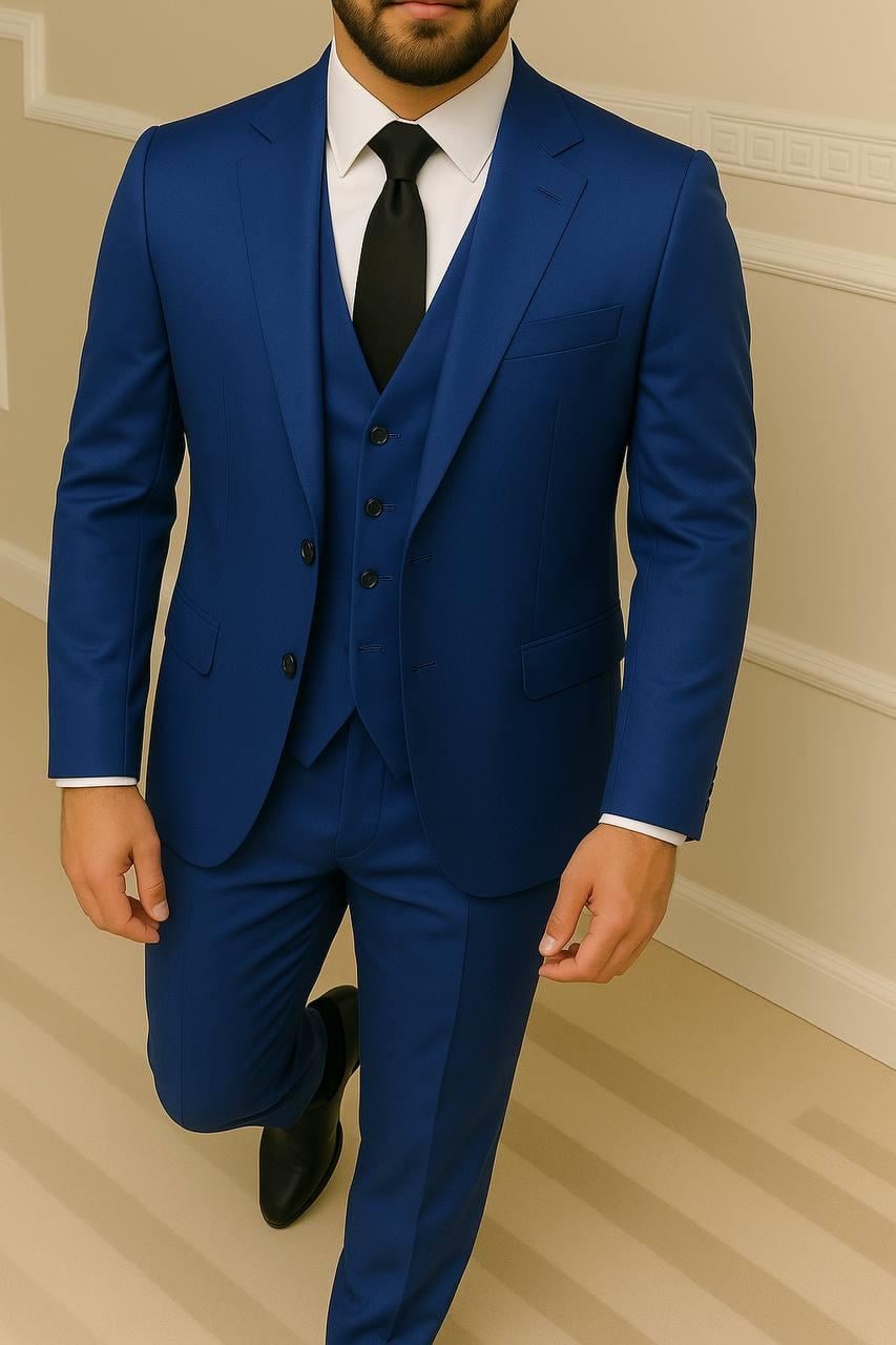 Wholesale Men's Sax Blue Three-Piece Suit 1701W26-040