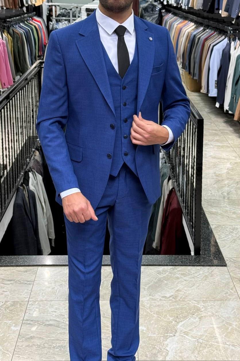 Wholesale Men's Sax Blue Three-Piece Suit 1701W26-028