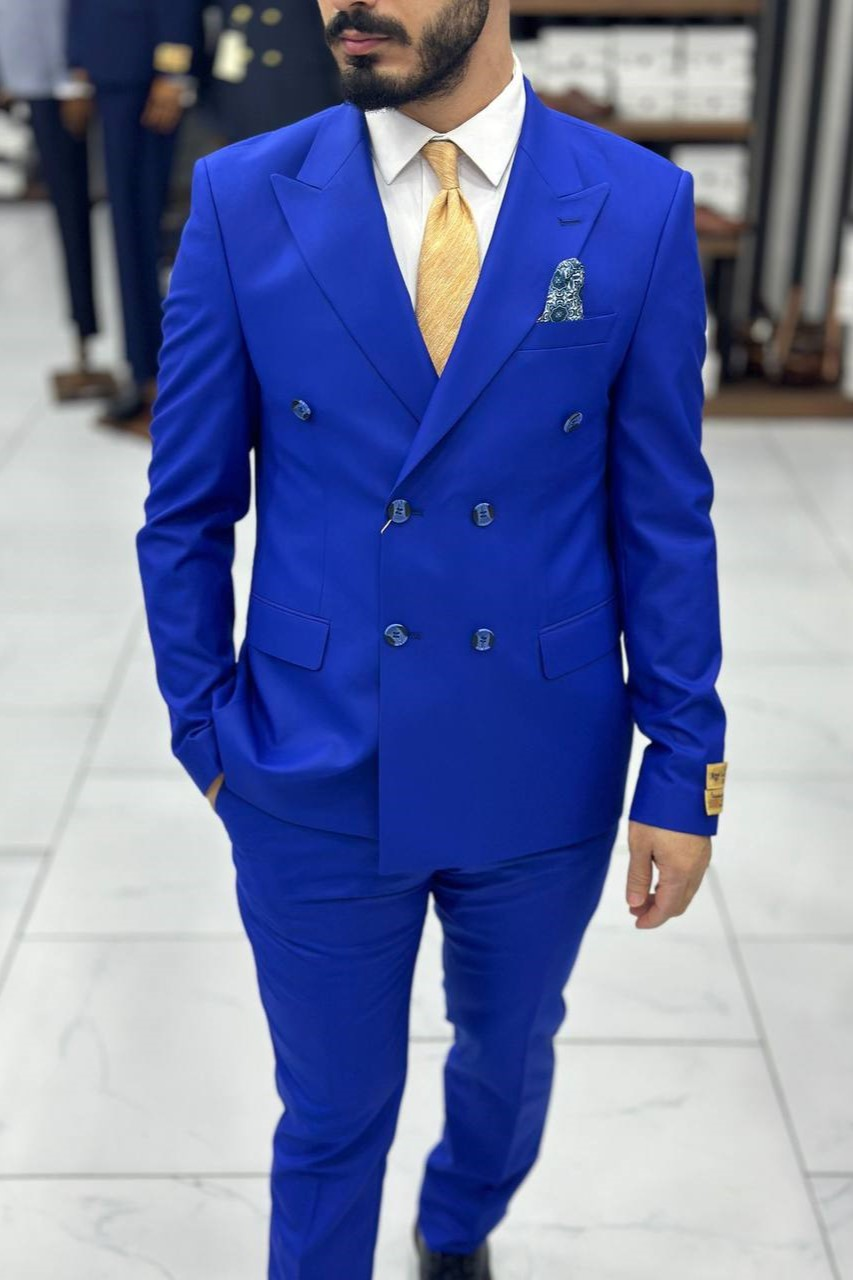 Wholesale Men's Sax Blue Two-Piece Suit 1744W26-025