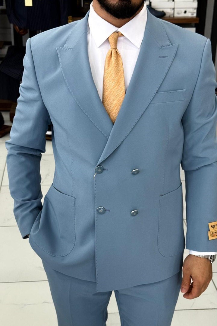 Wholesale Men's Sea Blue Two-Piece Suit 1744W26-016