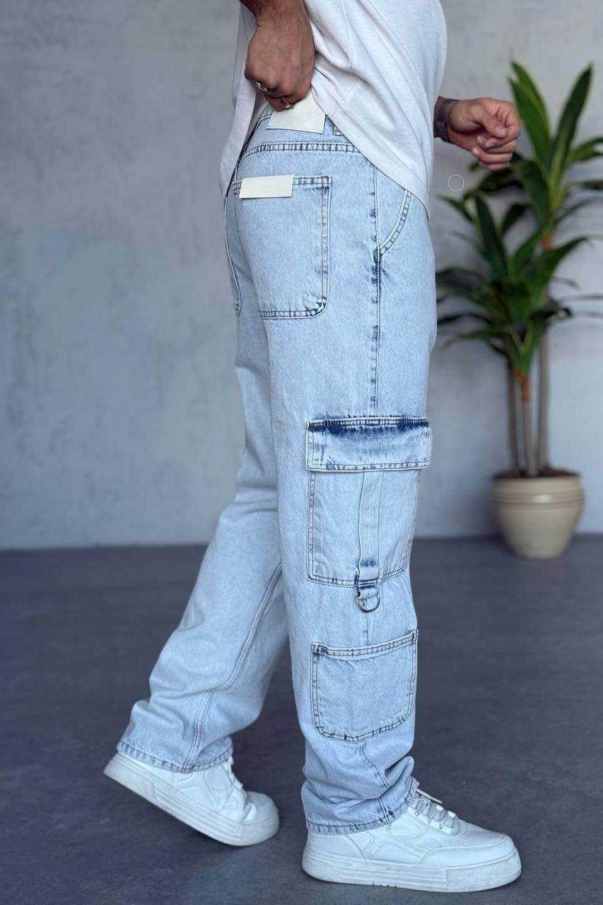 Wholesale Mens Sky Blue Baggy Jeans