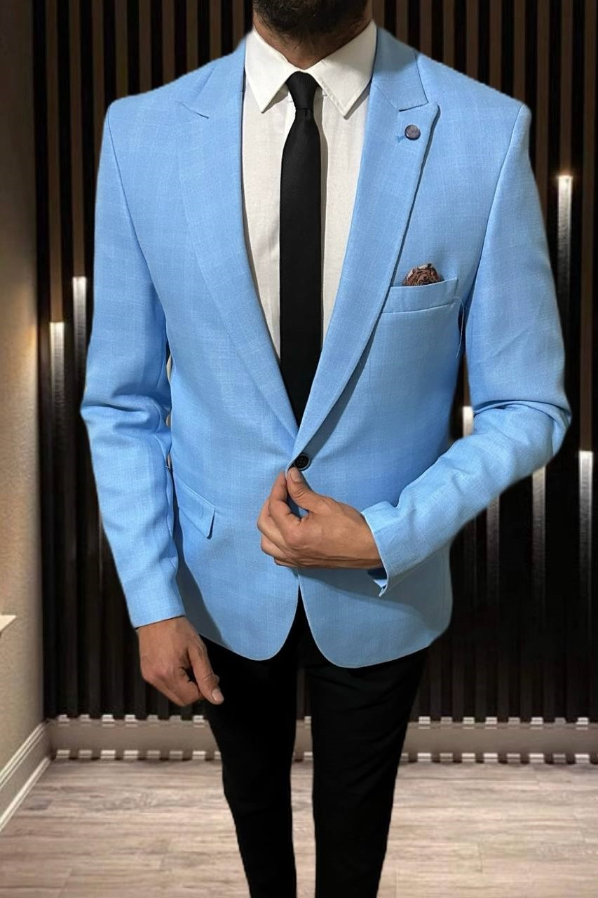Wholesale Men's Sky Blue Blazer Jacket 1701W26-079