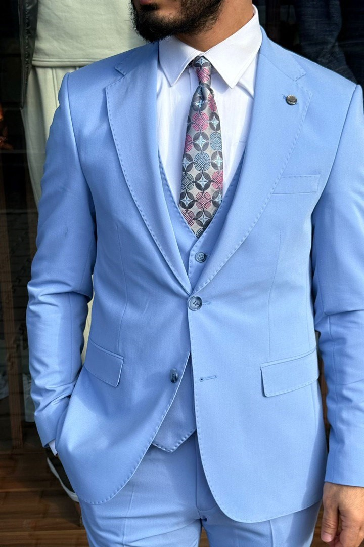 Wholesale Men's Sky Blue Plus Size Three-Piece Suit 1744W26-001