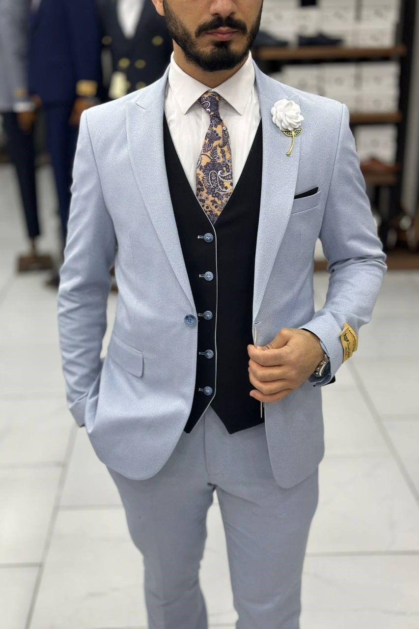 Wholesale Men's Sky Blue Plus Size Three-Piece Suit 1744W26-024