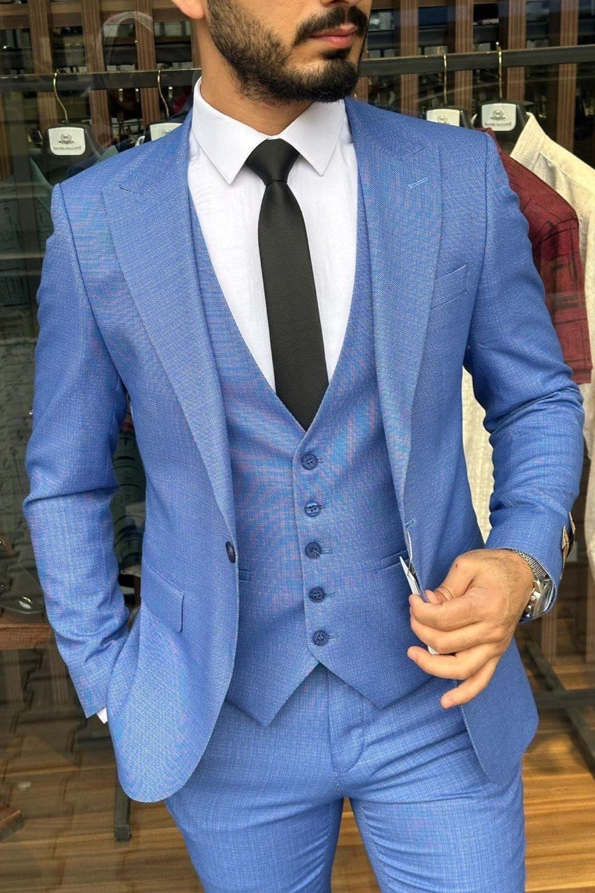 Wholesale Men's Sky Blue Three-Piece Suit 1744W26-047