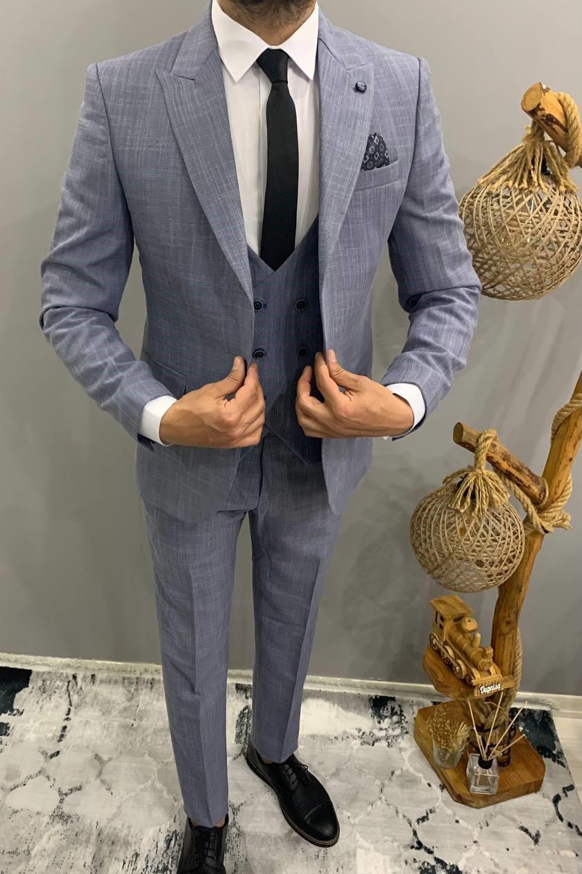 Wholesale Men's Sky Blue Three-Piece Suit 1701W26-045