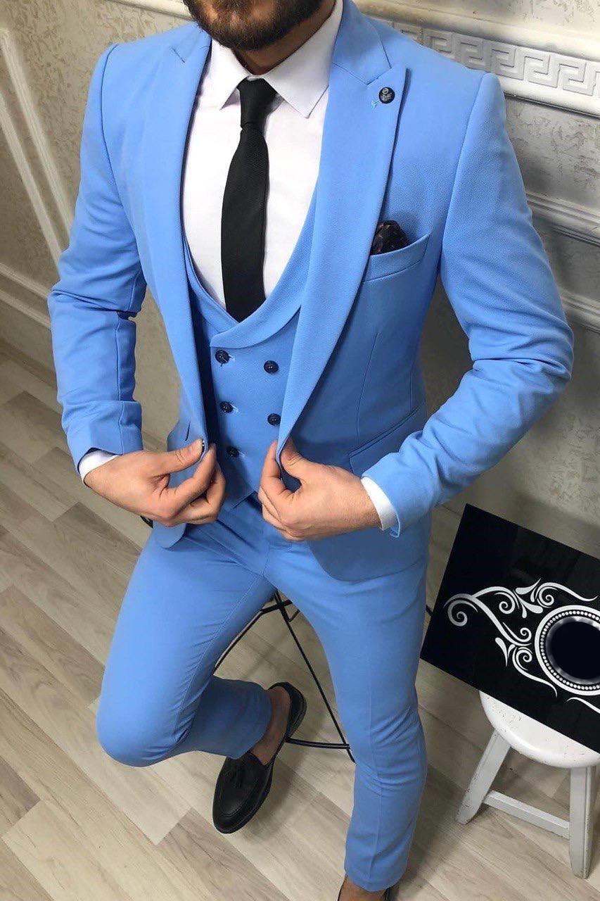 Wholesale Men's Sky Blue Three-Piece Suit 1701W26-066
