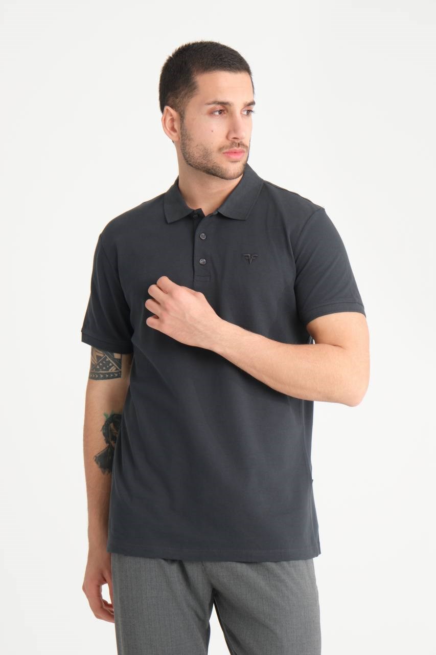 Wholesale Mens Smoke Gray Pique Fabric Polo Shirt