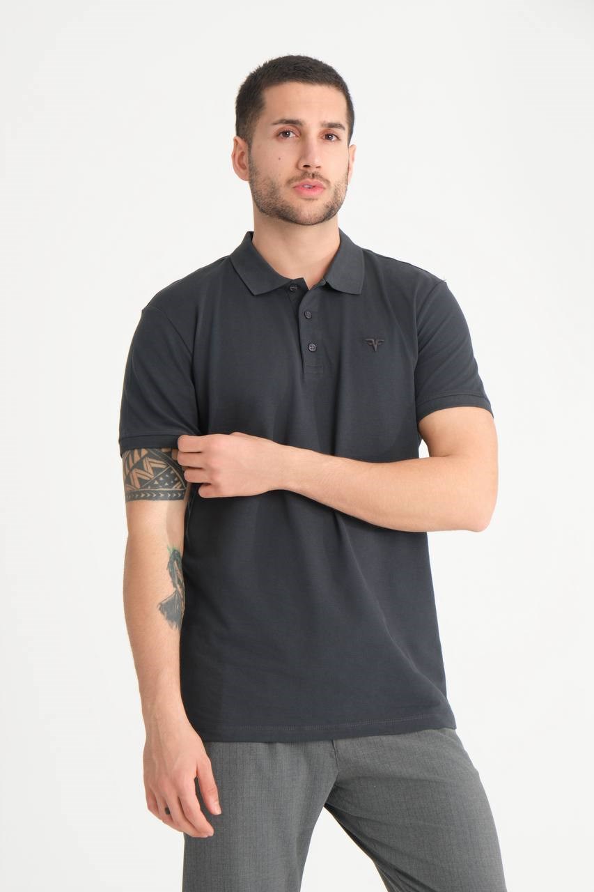 Wholesale Mens Smoke Gray Pique Fabric Polo Shirt