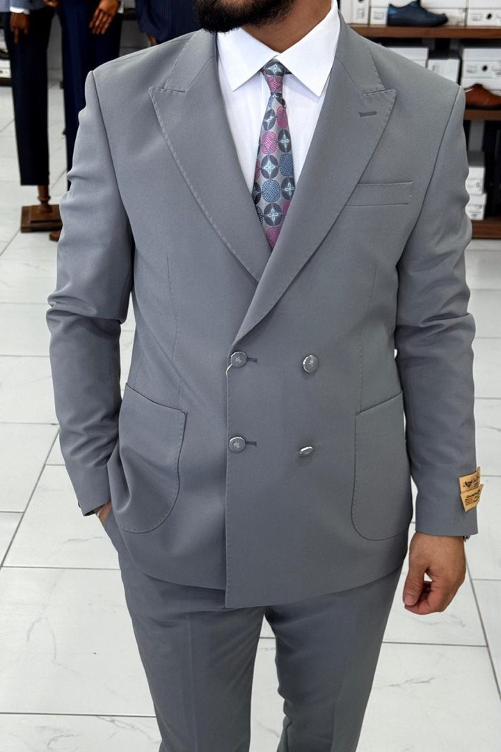 Wholesale Men's Smoke Gray Two-Piece Suit 1744W26-016