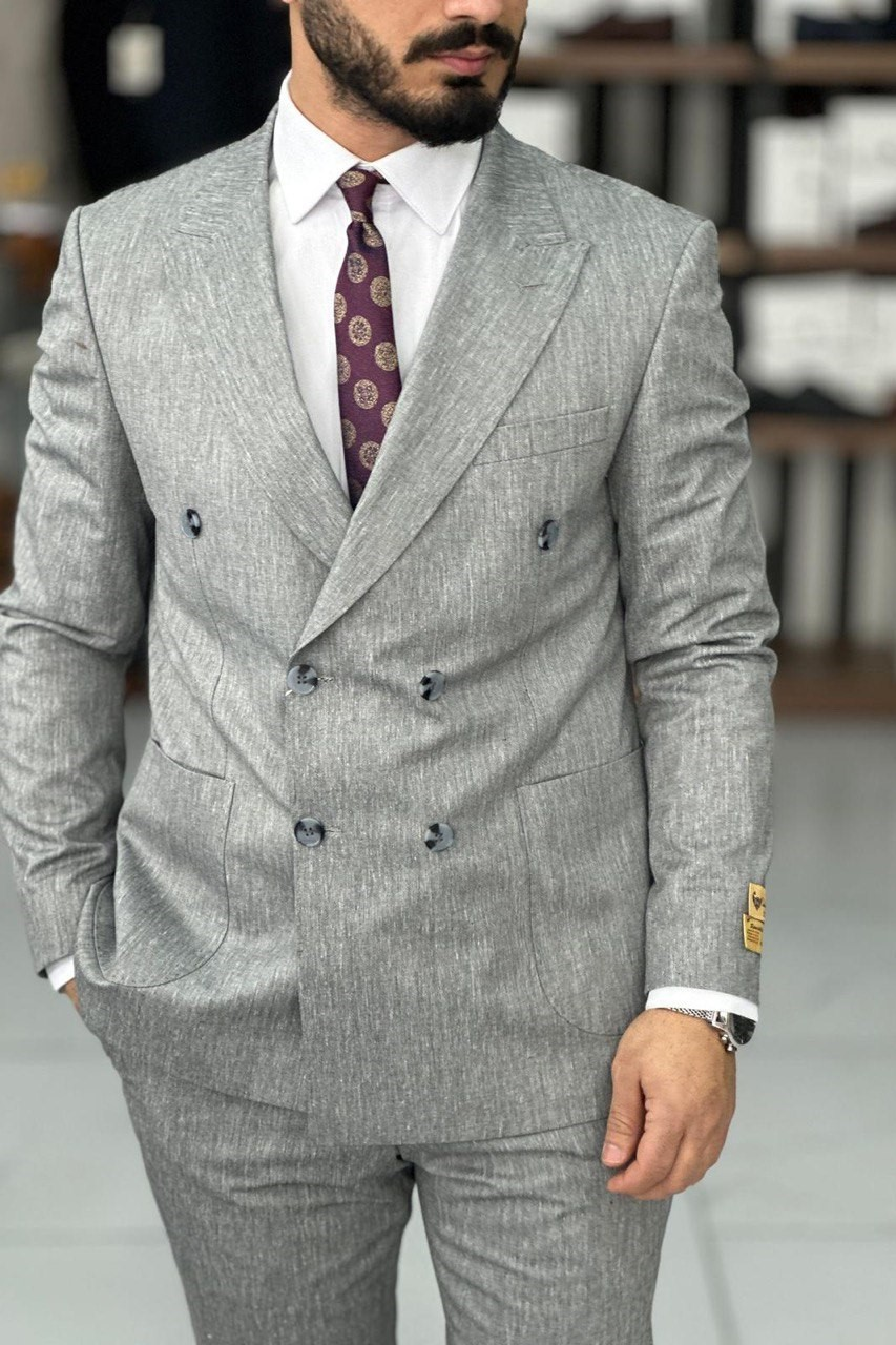 Wholesale Men's Smoke Gray Two-Piece Suit 1744W26-038