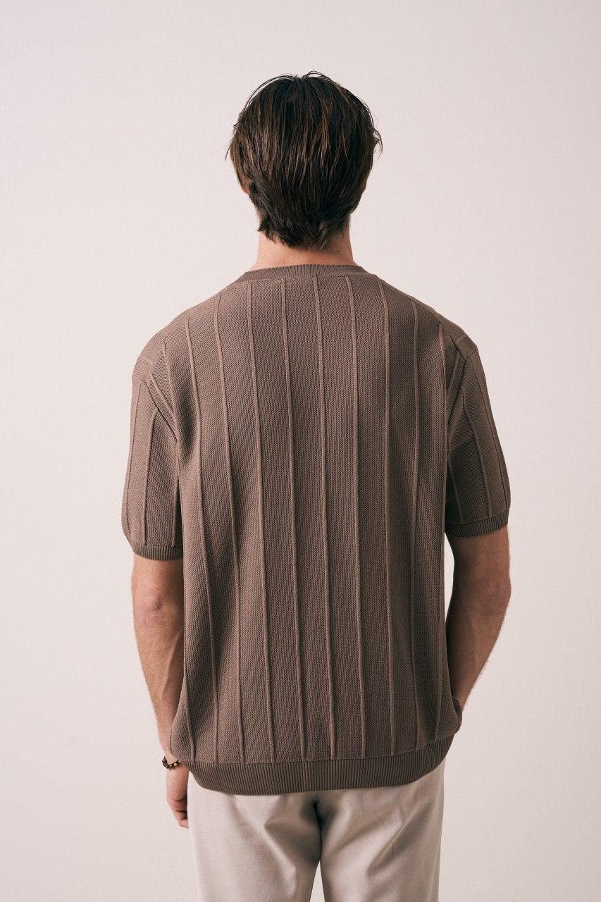 Wholesale Mens Stone Knit Crew-Neck T-Shirt
