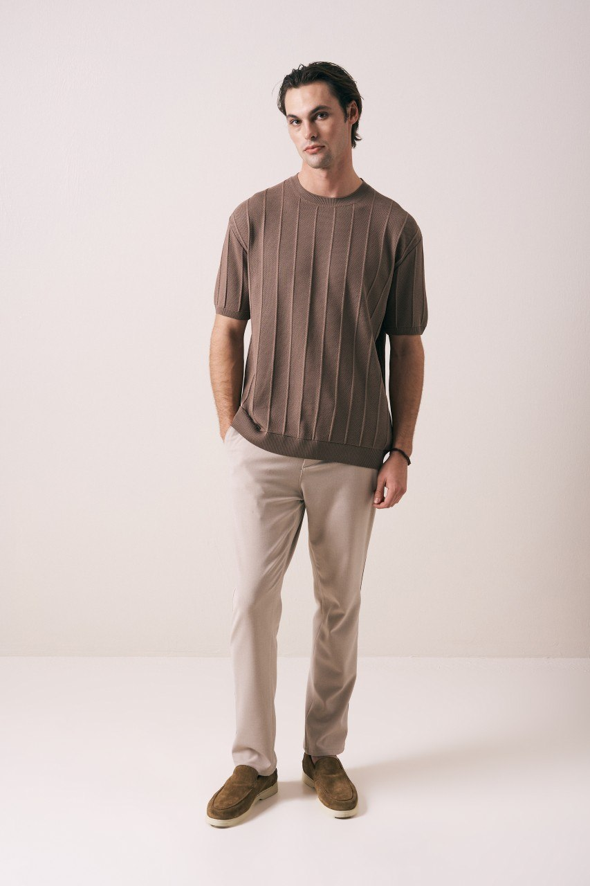 Wholesale Mens Stone Knit Crew-Neck T-Shirt