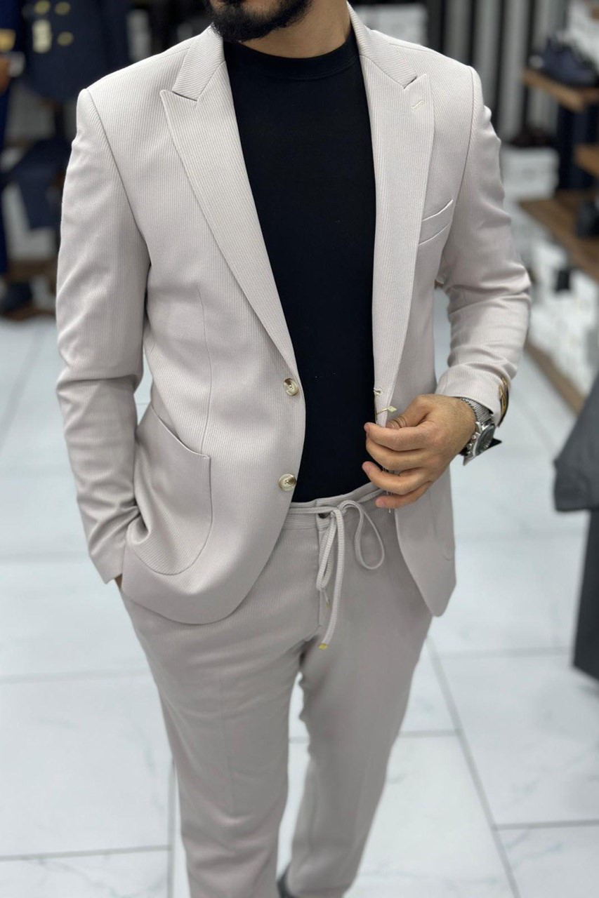 Wholesale Men's Stone Plus Size Two-Piece Suit 1744W26-019