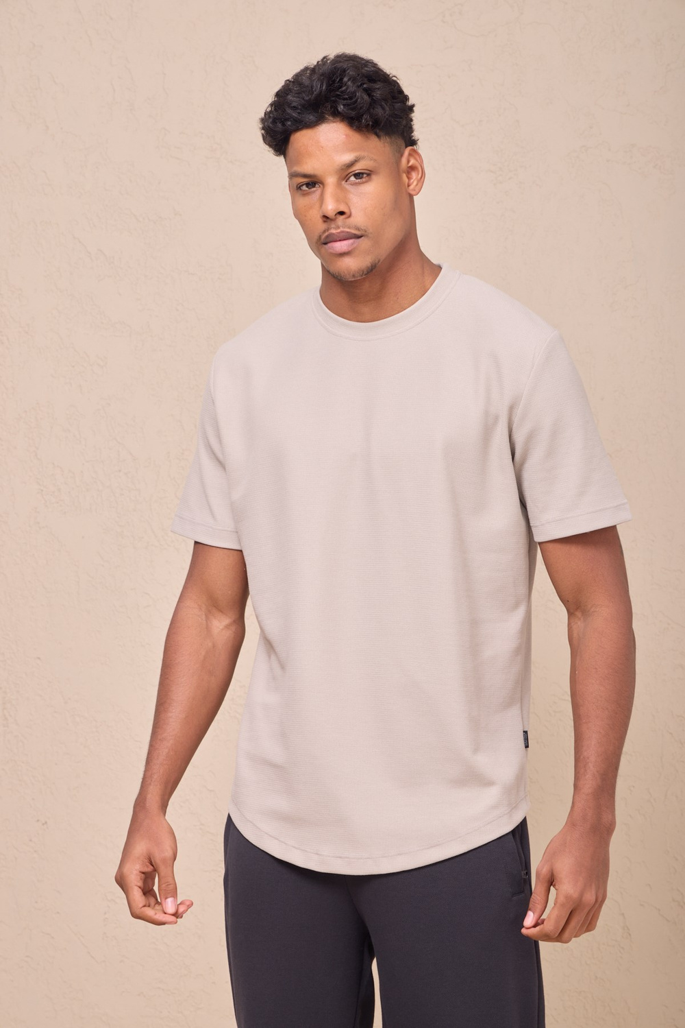 Wholesale Mens Stone Regular Fit Double-Knit Crew-Neck T-Shirt