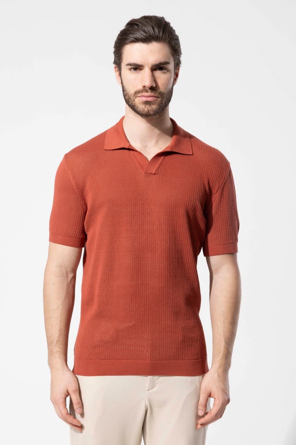 Wholesale Mens Tile Knit Polo T-Shirt