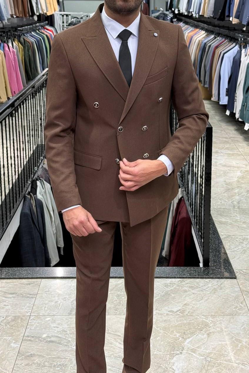 Wholesale Men's Tobacco Brown Two-Piece Suit 1701W26-030