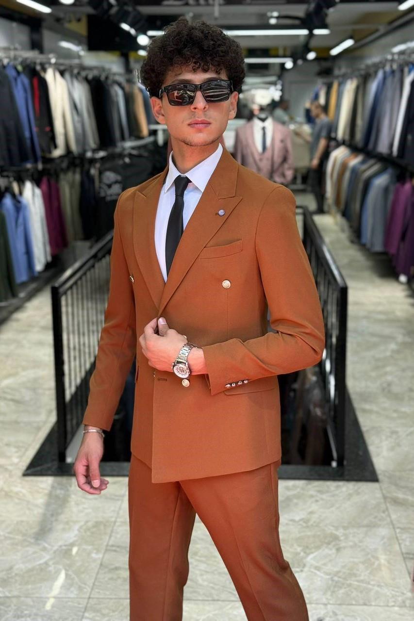 Wholesale Men's Tobacco Brown Two-Piece Suit 1701W26-058