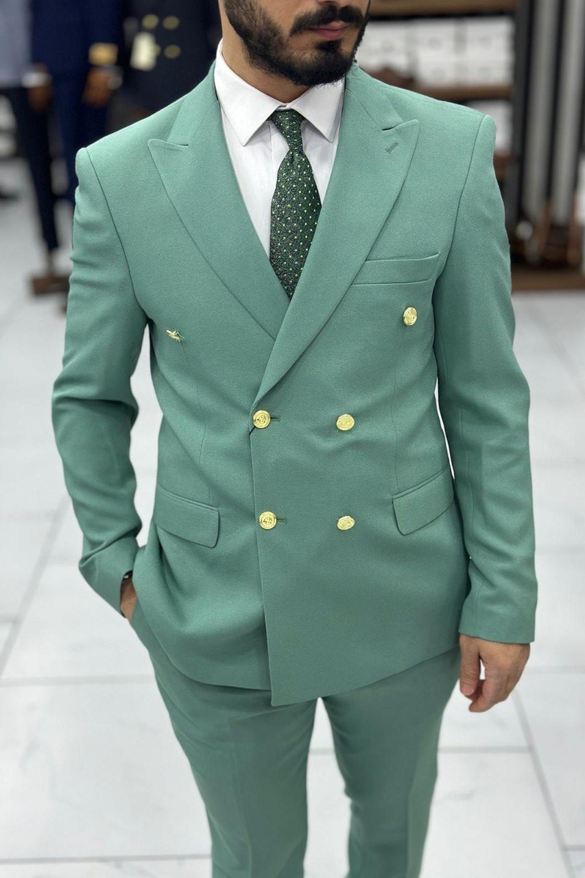 Wholesale Men's Turquoise Two-Piece Suit 1744W26-025