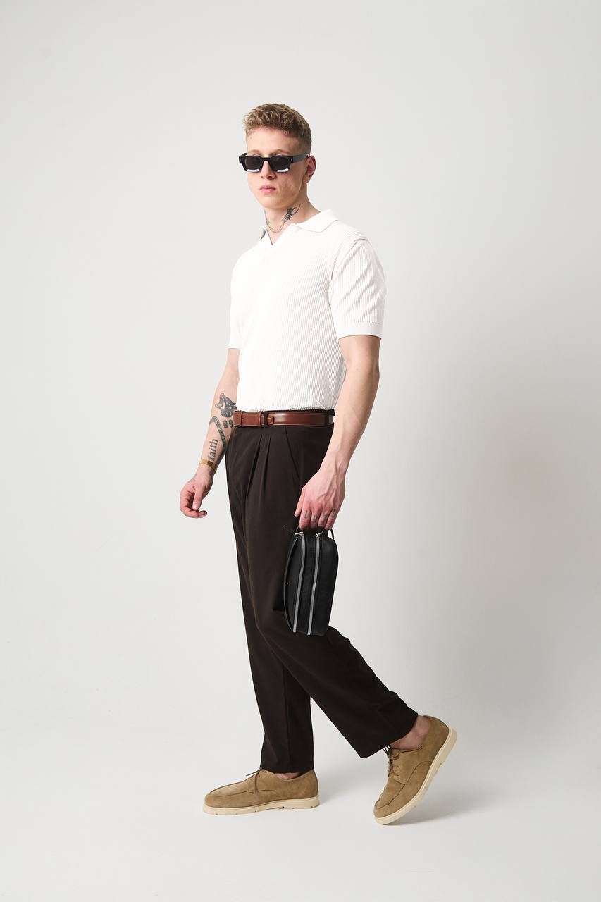Wholesale Mens White Knit Polo T-Shirt