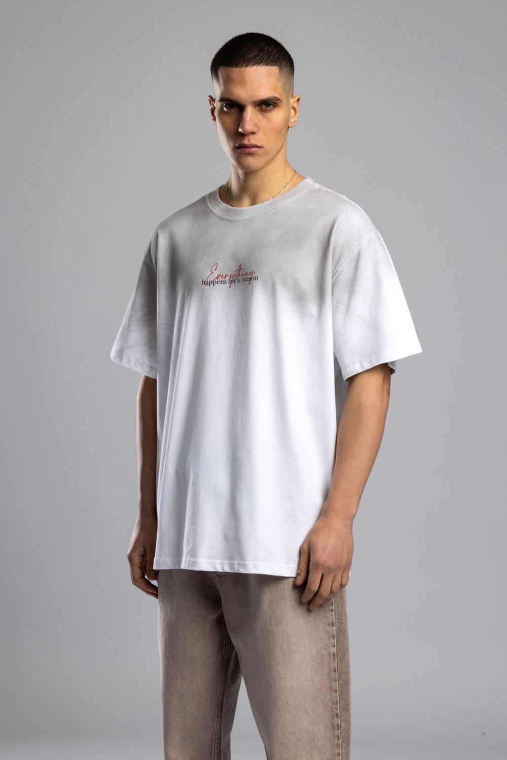 Wholesale Mens White Printed T-shirt