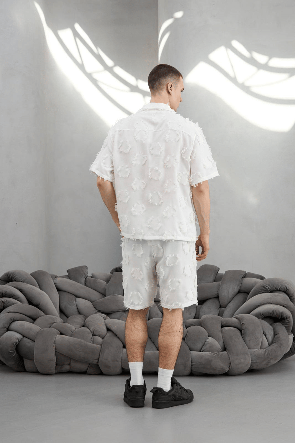Wholesale Mens White Shirt and Shorts Set