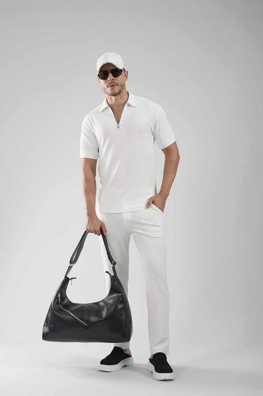 Wholesale Mens White T-Shirt and Pants Set