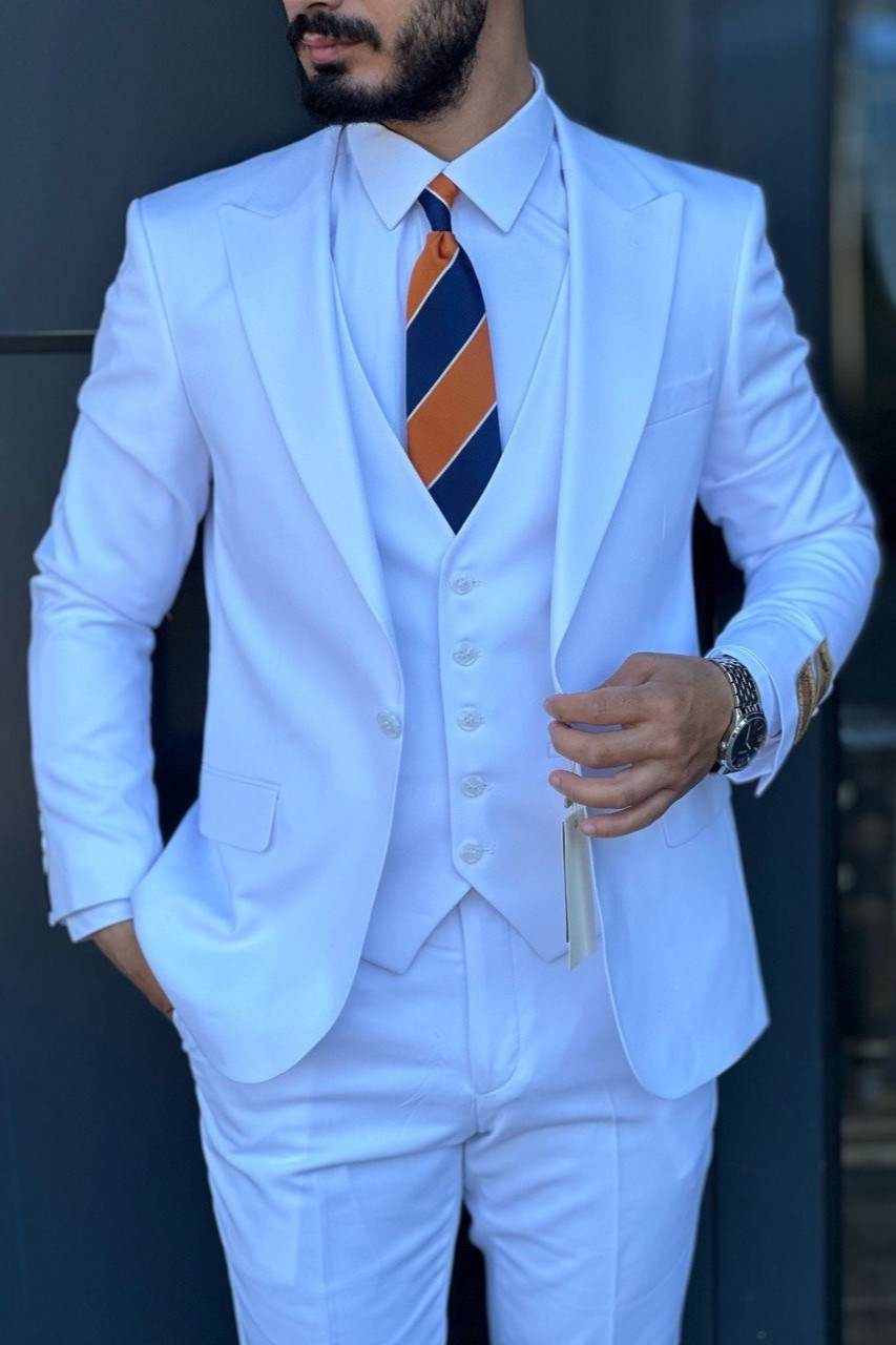 Wholesale Men's White Three-Piece Suit 1744W26-056