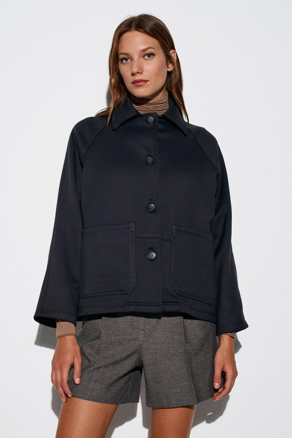 Wholesale Womens Anthracite Oversize Jacket with Fleece Lining