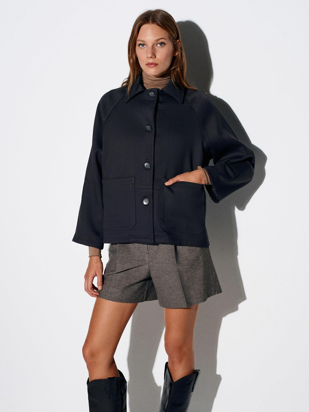 Wholesale Womens Anthracite Oversize Jacket with Fleece Lining