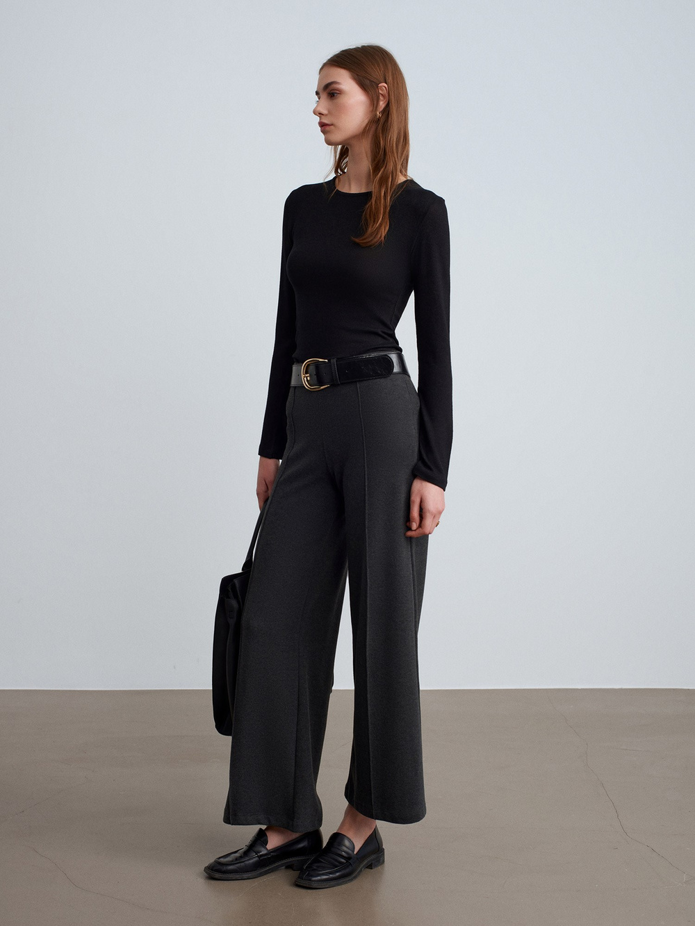 Wholesale Womens Anthracite Wide Leg Trousers