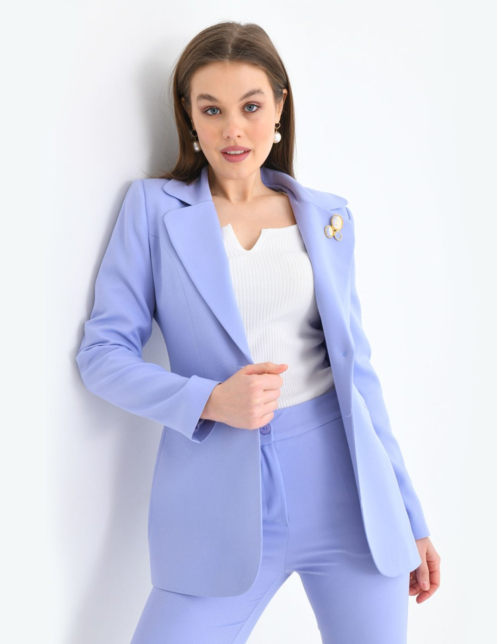 Wholesale Womens Baby Blue Plus Size Two-Piece Suit 