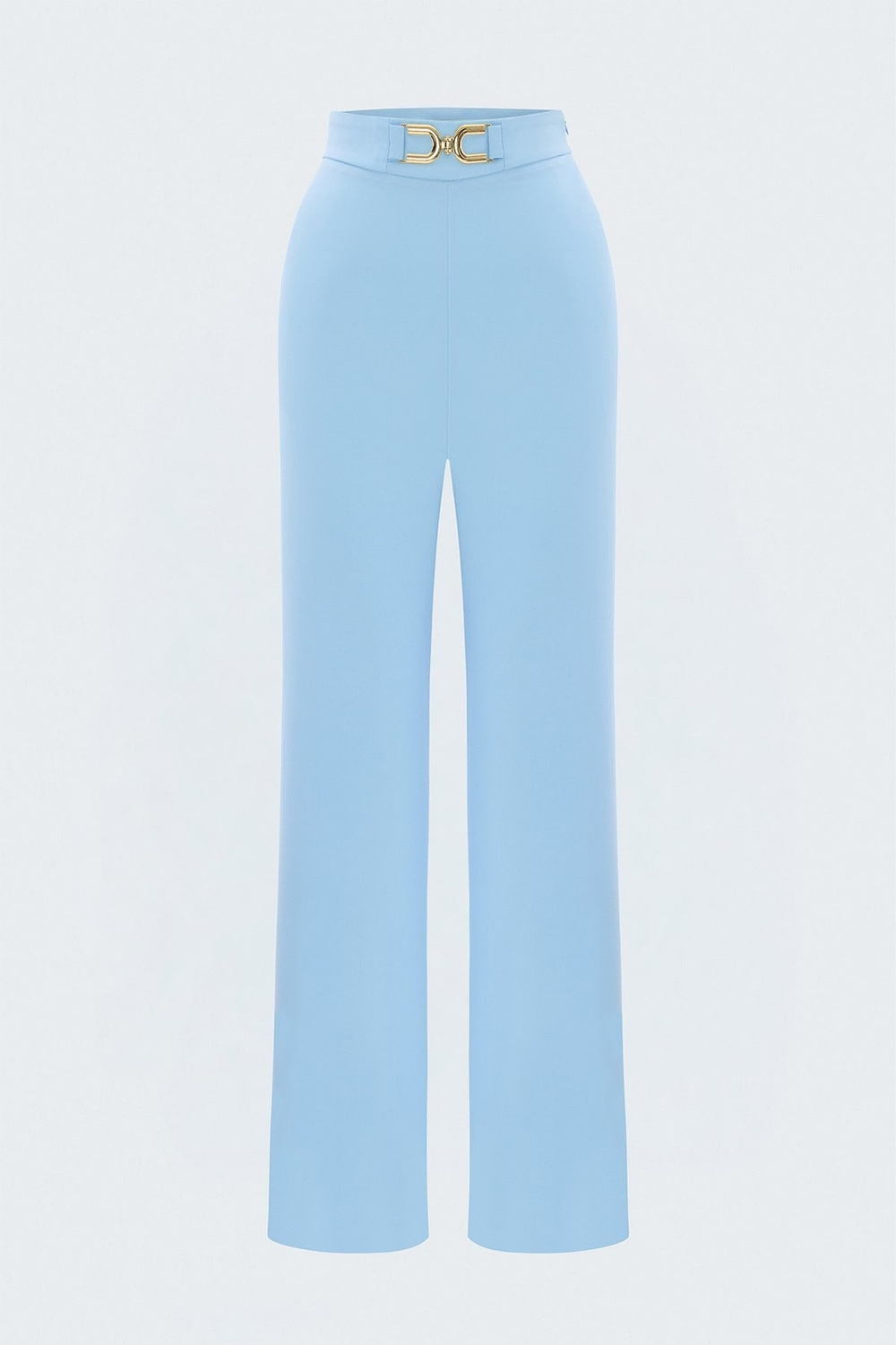 Wholesale Womens Baby Blue Trousers with Gold Buckle Accessory