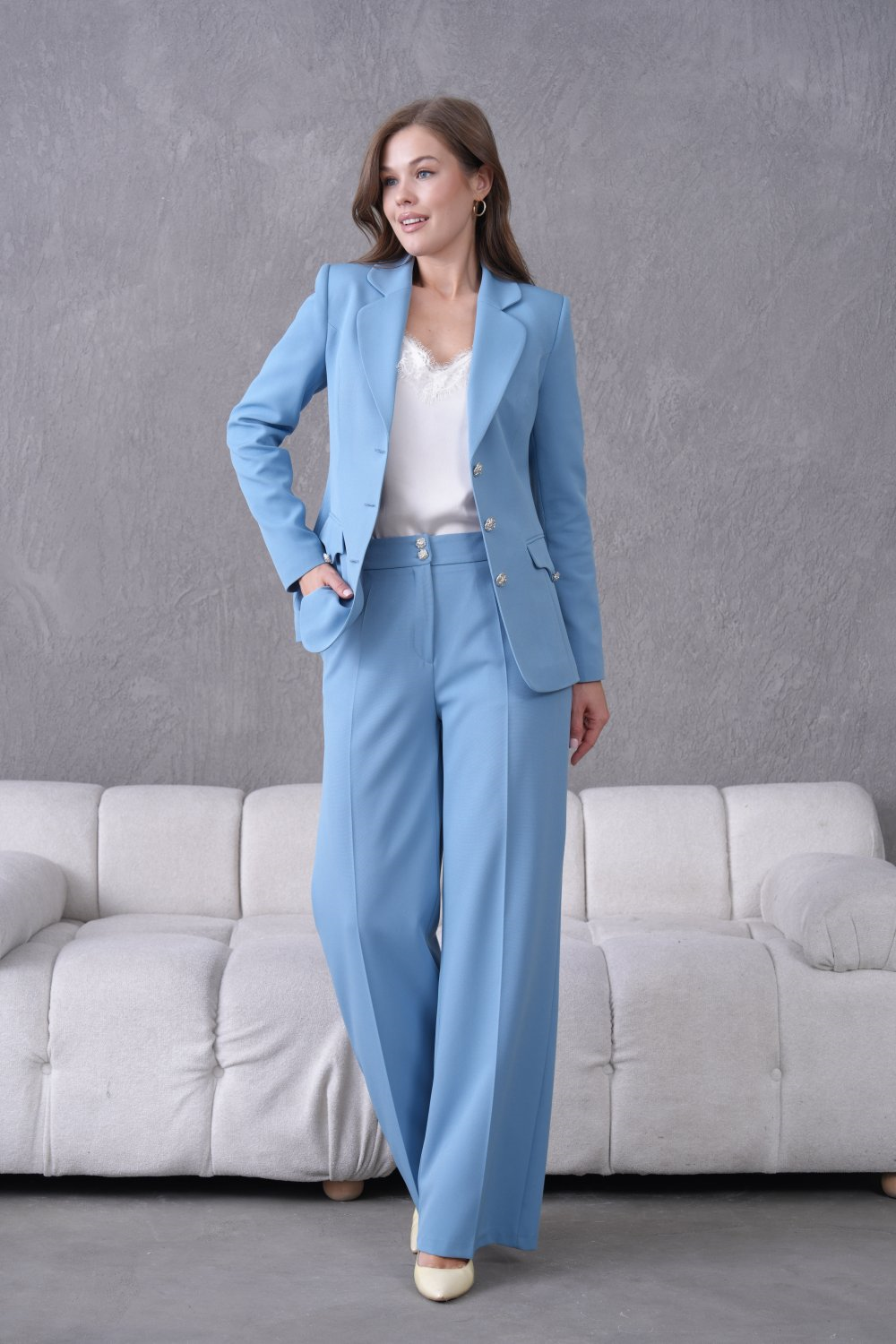 Wholesale Womens Baby Blue Two-Piece Suit 