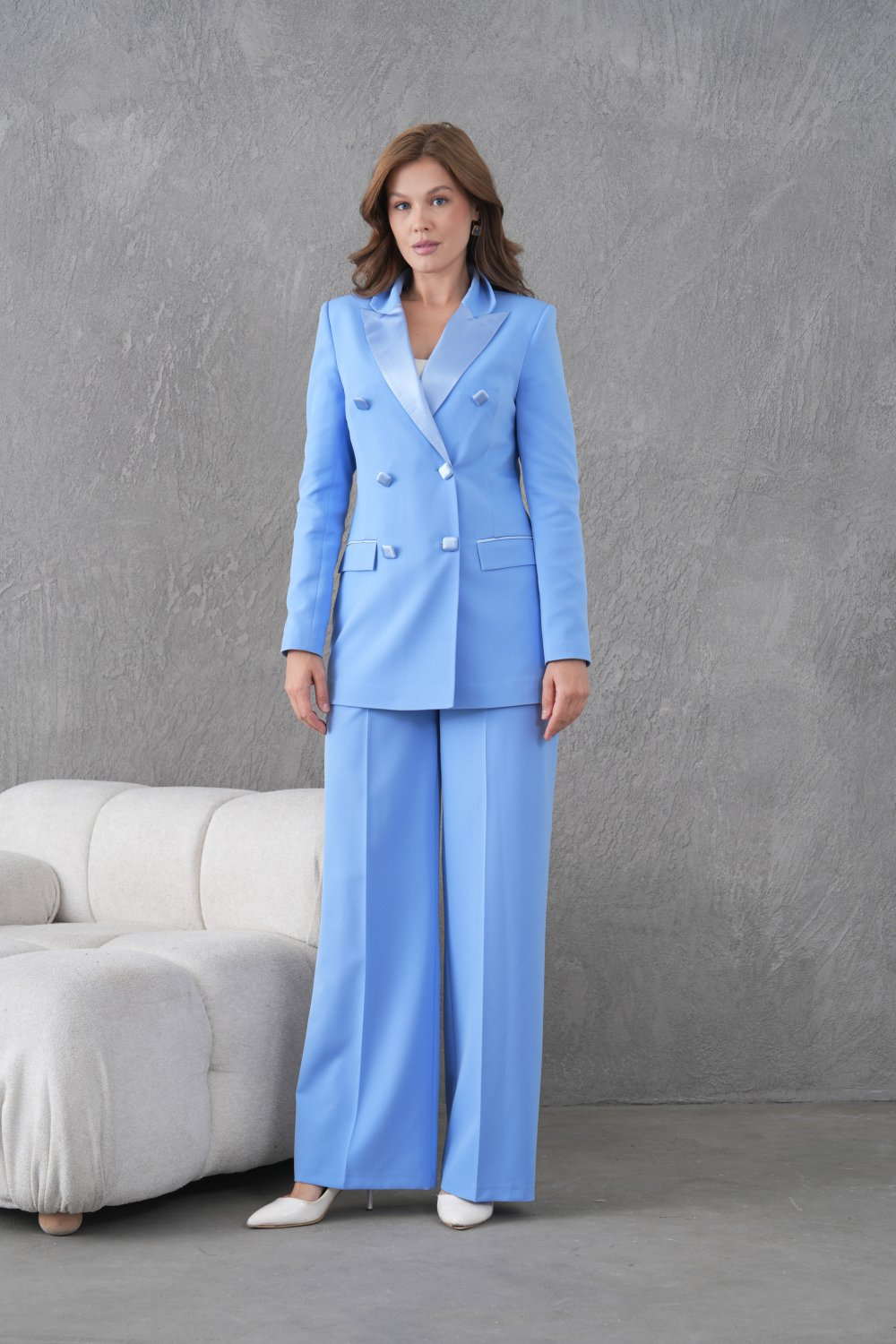 Wholesale Womens Baby Blue Two-Piece Suit 